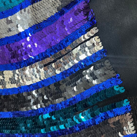 French Connection Black Mini Dress with Multicolor Sequins, Size 4 - Picture 3 of 6